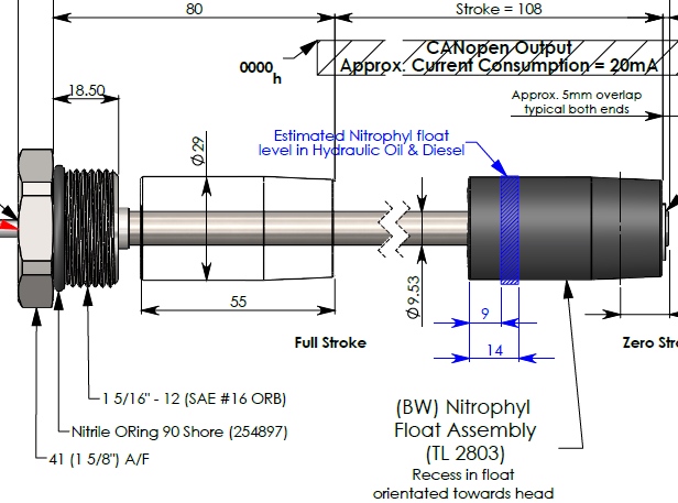 [ROTA TLTE N 0124 BW 0.3OT N0.15 7071] TL-7071-206/124 - LEVEL & TEMPERATURE CANBUS SENSOR