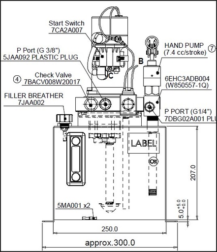 [T2N12V120S05PAA1DBSFY1] 8WEBSFYN01- W80D SERIES-550W-12V-POWER PACK-VERTICAL 12L TANK WITH PENDANT CONTROL 
