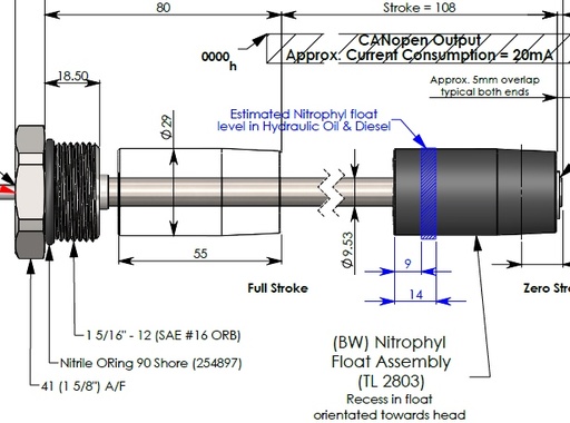 [ROTA TLTE N 0124 BW 0.3OT N0.15 7071] TL-7071-206/124 - LEVEL & TEMPERATURE CANBUS SENSOR